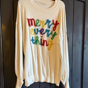 Vine & Love Cream Sweater with Colorful Text